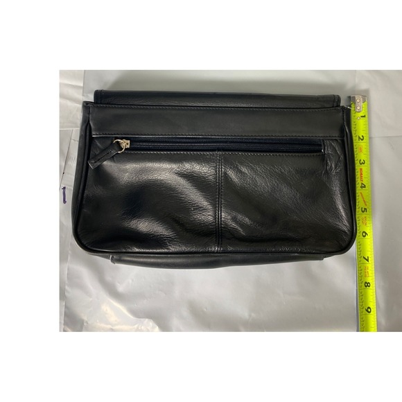 Cabin Creek Handbags - Cabin Creek Black Leather Clutch Bag Magnetic Snap Flap Minimalist Vintage